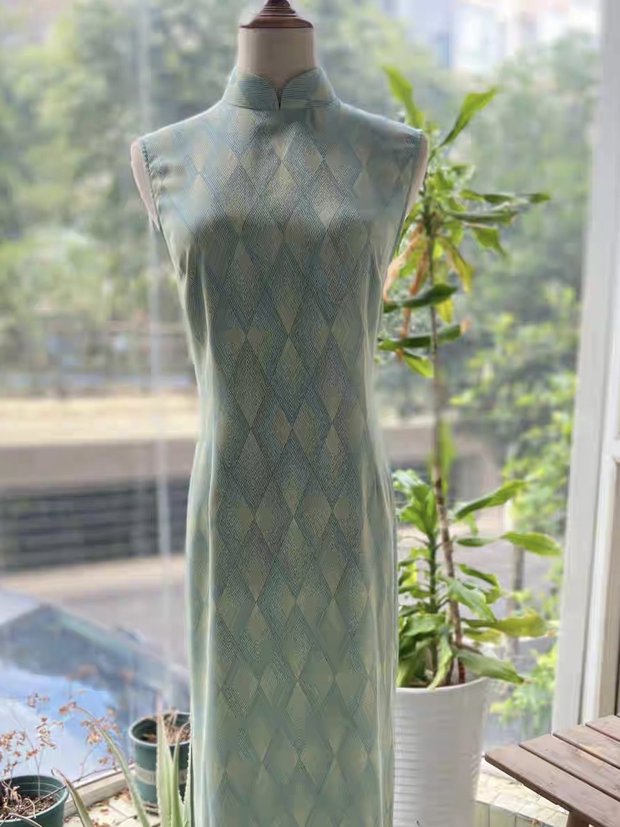 Ci Lu Diamond Shape Printing Sleeveless Cheongsam