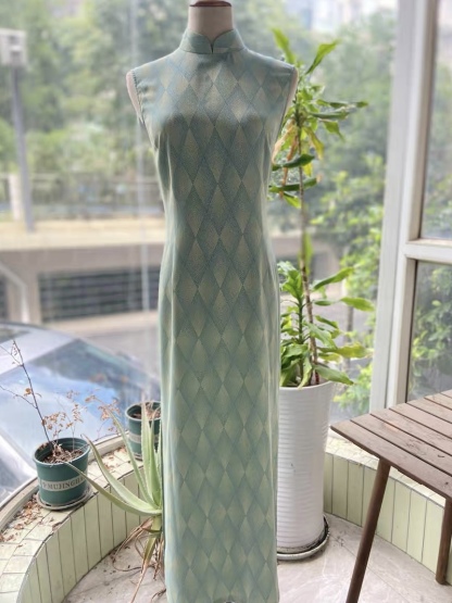 Ci Lu Diamond Shape Printing Sleeveless Cheongsam