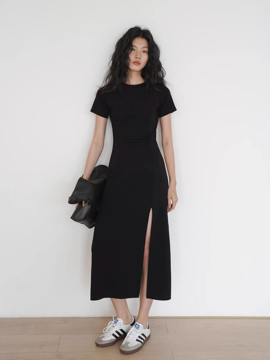 Kally Side Slit Basic T-Shirt Dress