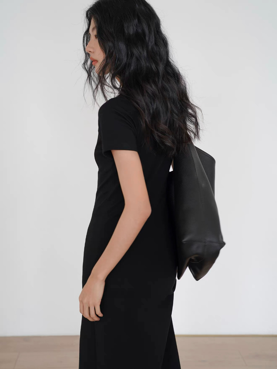 Kally Side Slit Basic T-Shirt Dress