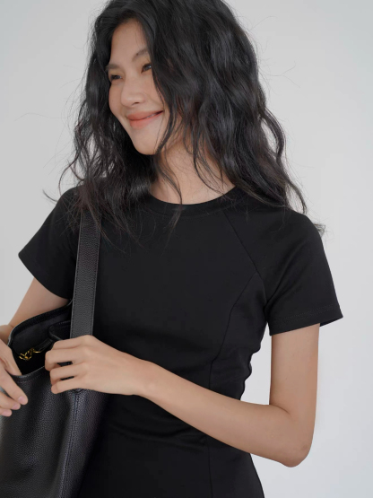 Kally Side Slit Basic T-Shirt Dress