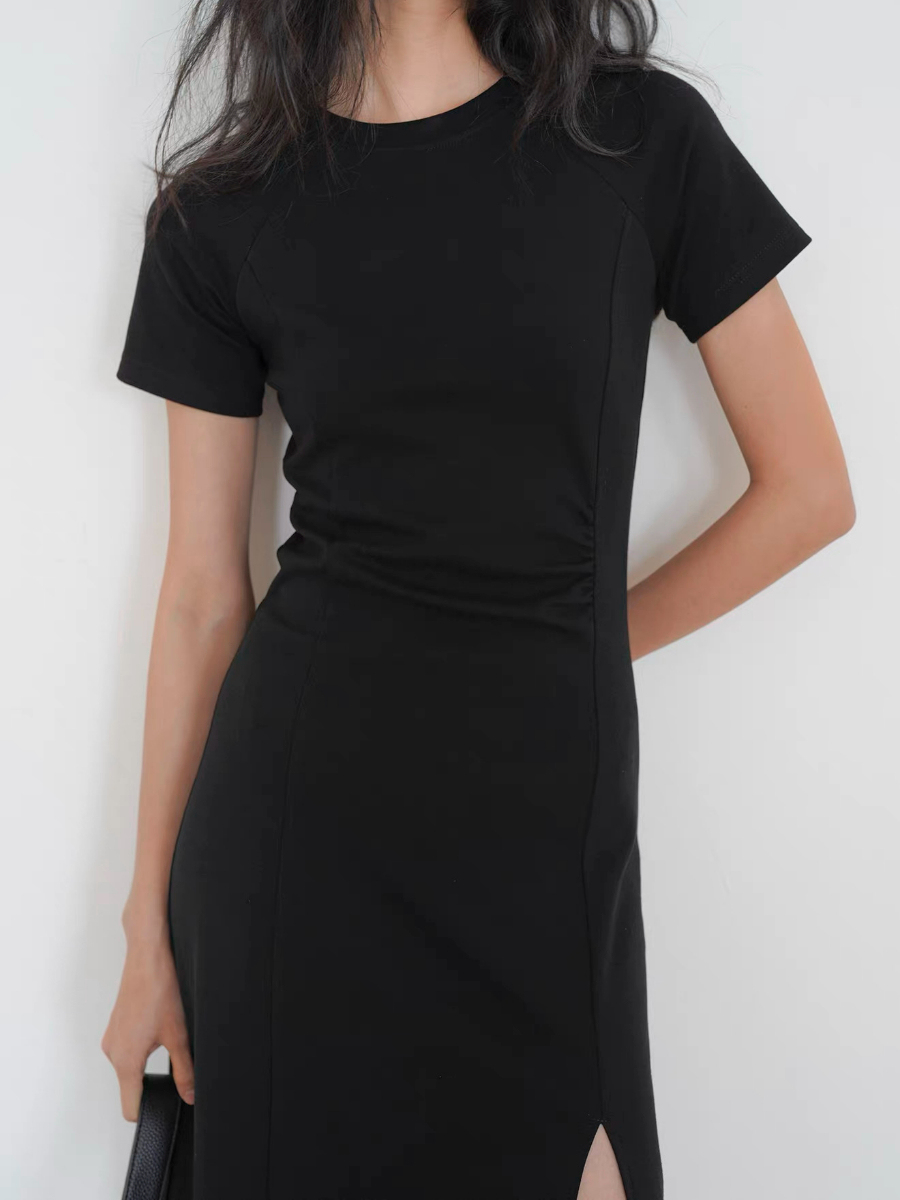 Kally Side Slit Basic T-Shirt Dress