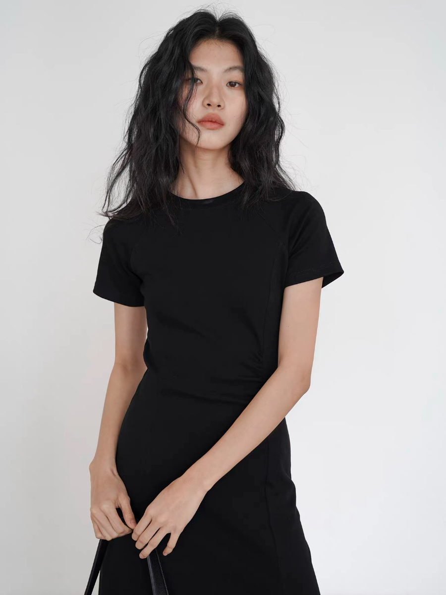 Kally Side Slit Basic T-Shirt Dress