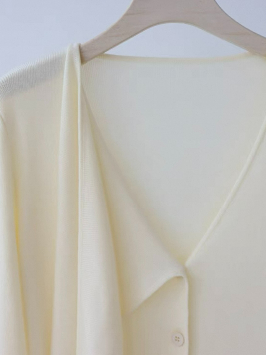 Ebbey Asymmetric Collar Long Sleeve Knit Top-The Black Bow-