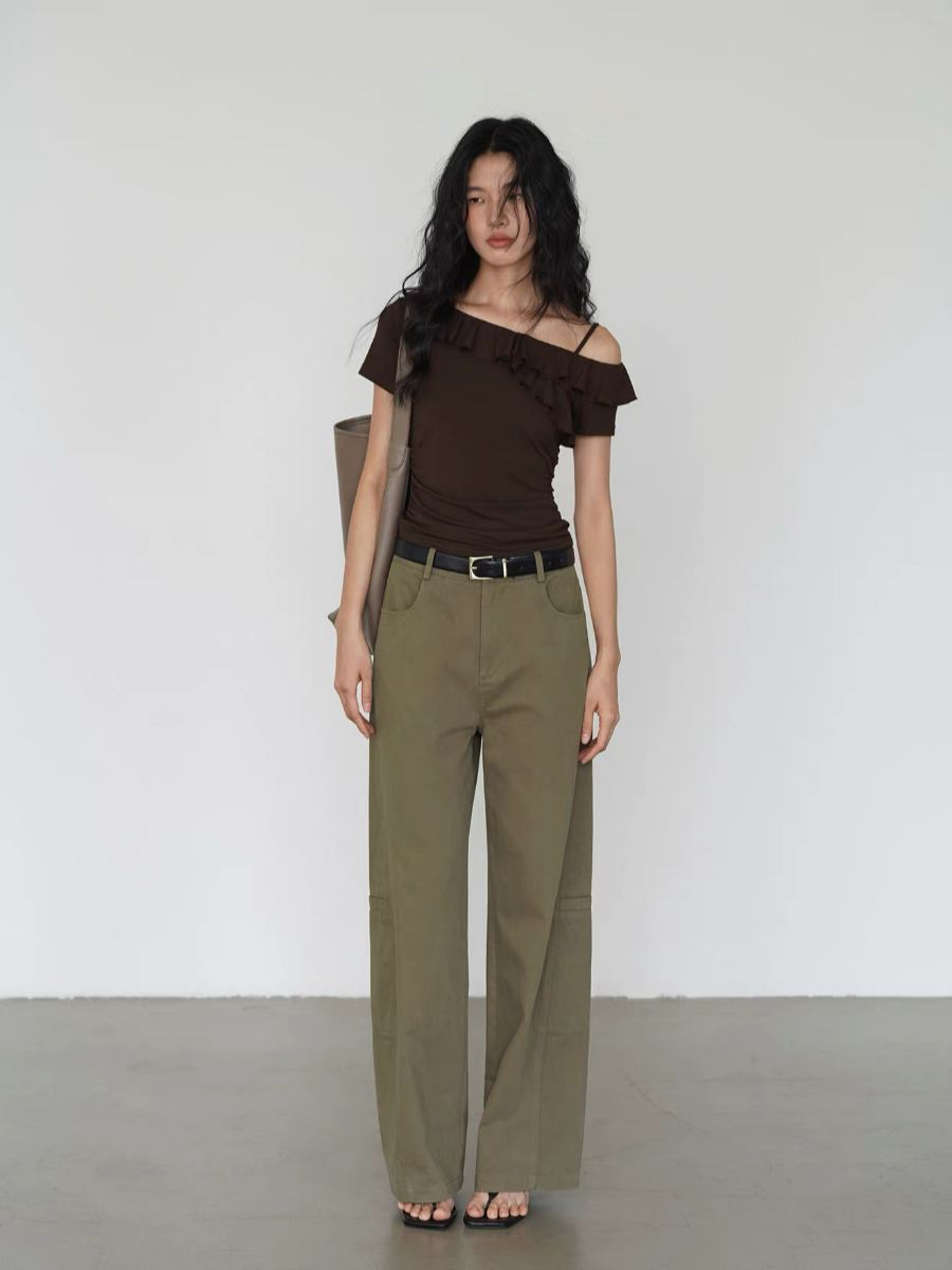 Kyrie Ruffle Trim One Shoulder Top