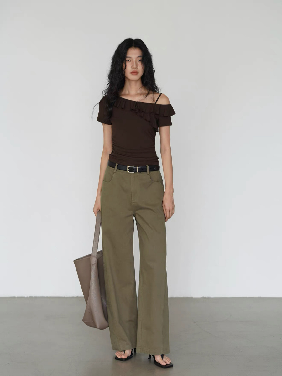 Kyrie Ruffle Trim One Shoulder Top