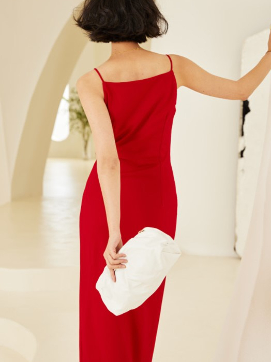 Quartney Front Slit Maxi Cami Dress (Discounted-S size)-The Black Bow-