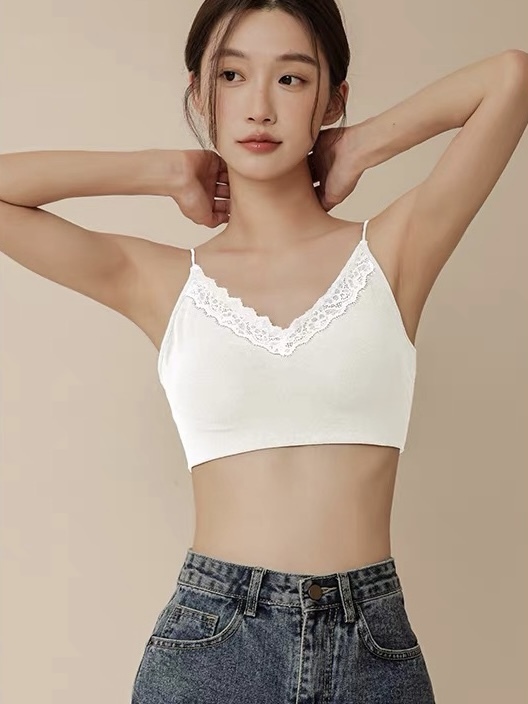 Ley Lacey Trim Padded Crop Top