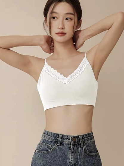 Ley Lacey Trim Padded Crop Top