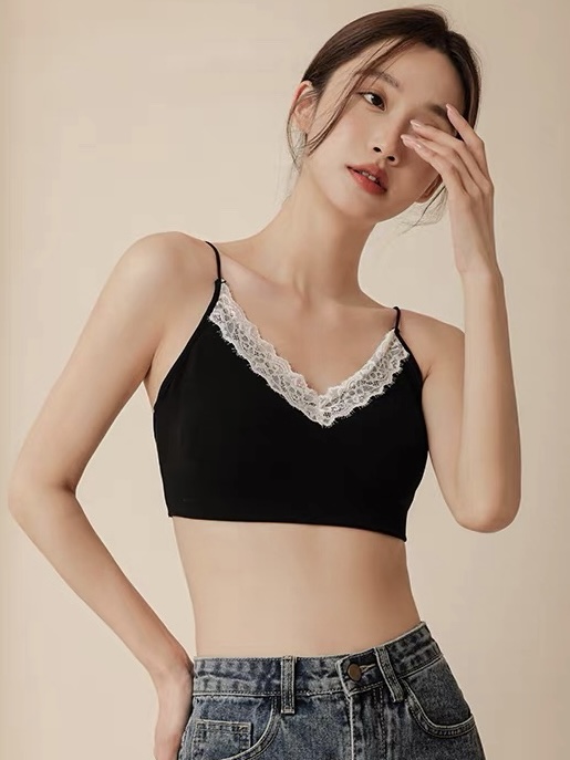 Ley Lacey Trim Padded Crop Top