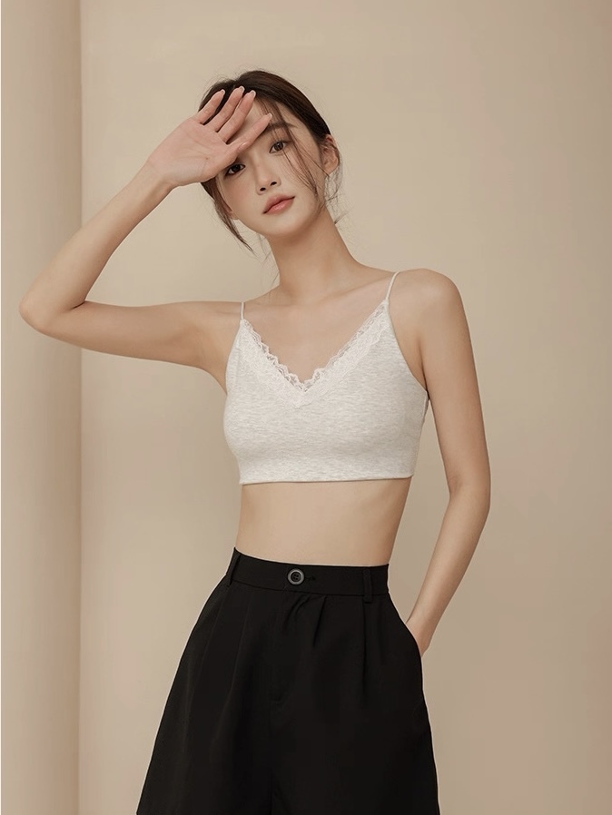 Ley Lacey Trim Padded Crop Top