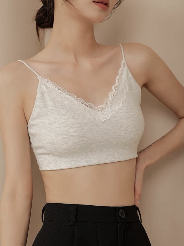 Ley Lacey Trim Padded Crop Top