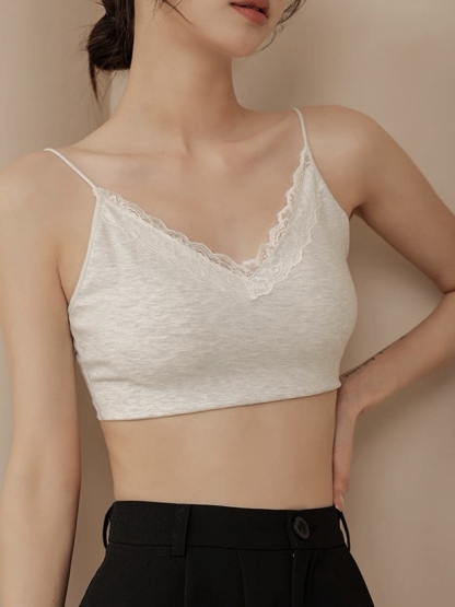Ley Lacey Trim Padded Crop Top