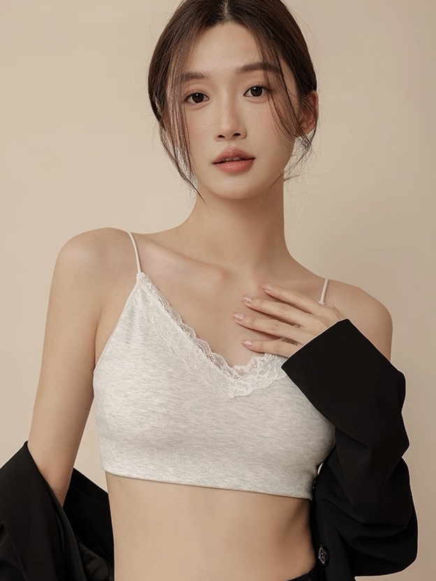 Ley Lacey Trim Padded Crop Top