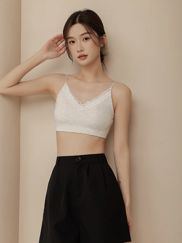 Ley Lacey Trim Padded Crop Top