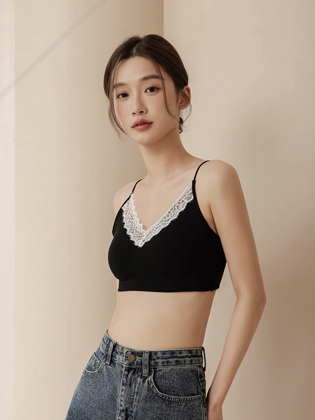 Ley Lacey Trim Padded Crop Top