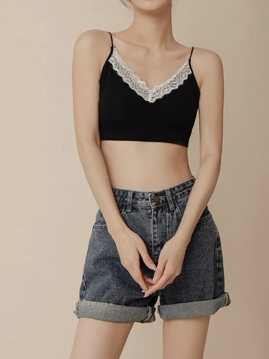 Ley Lacey Trim Padded Crop Top