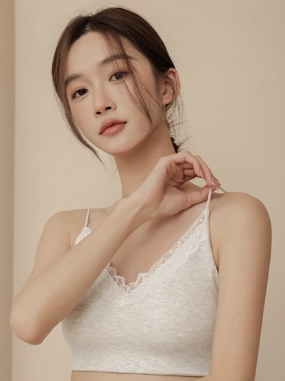 Ley Lacey Trim Padded Crop Top