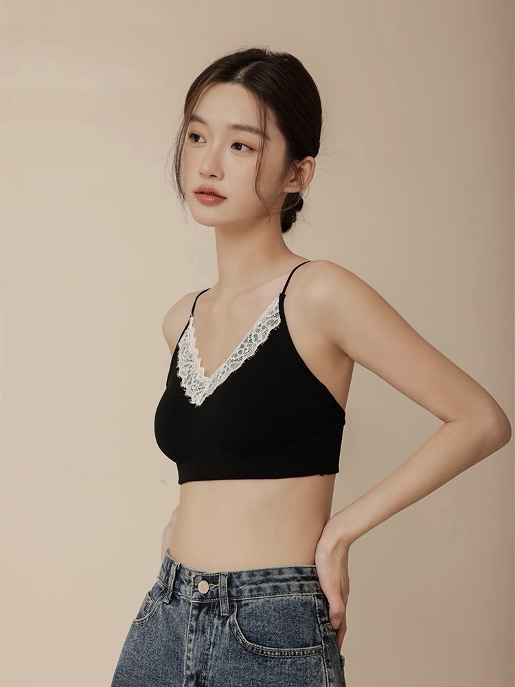 Ley Lacey Trim Padded Crop Top