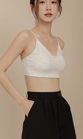 Ley Lacey Trim Padded Crop Top