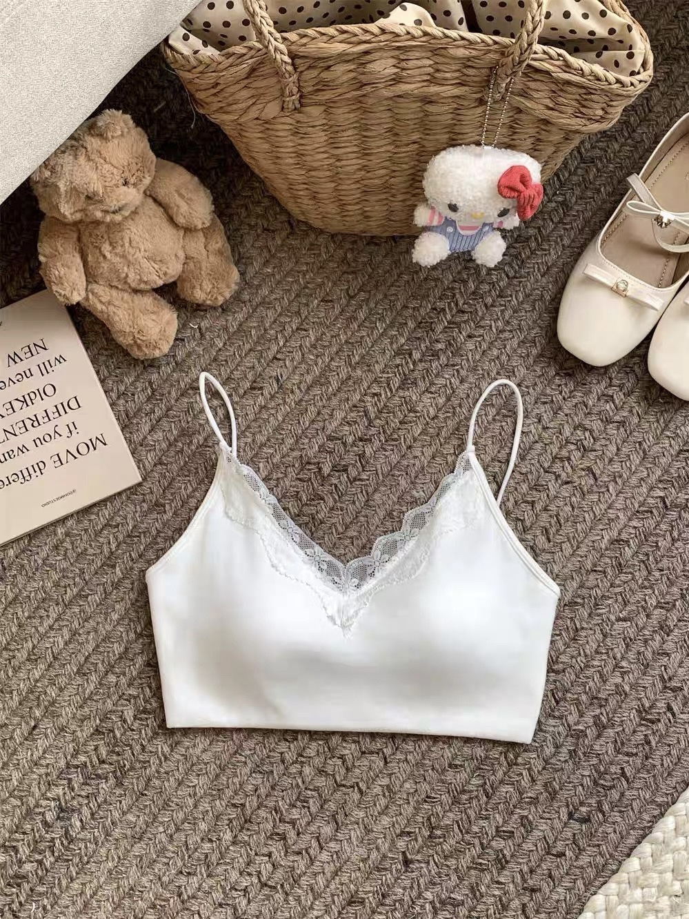 Ley Lacey Trim Padded Crop Top