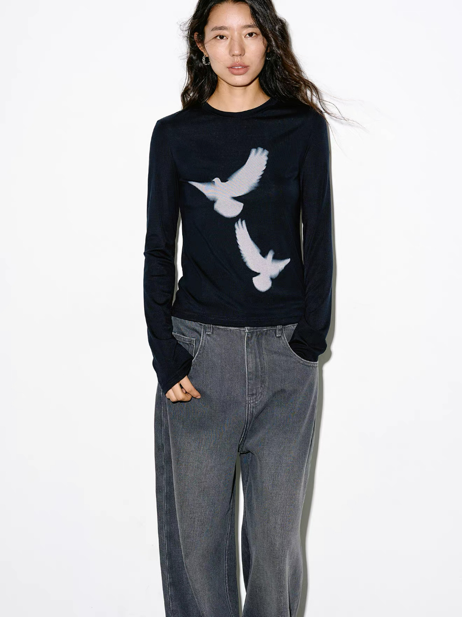 Ken Pigeon Printing Long Sleeve Top