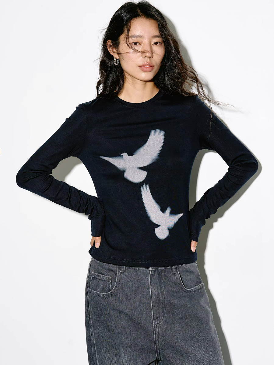 Ken Pigeon Printing Long Sleeve Top