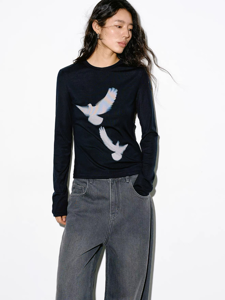 Ken Pigeon Printing Long Sleeve Top