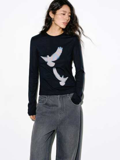 Ken Pigeon Printing Long Sleeve Top