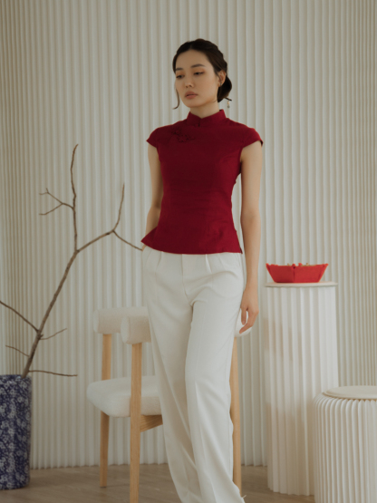Zi Lan Oreintal Top-The Black Bow-