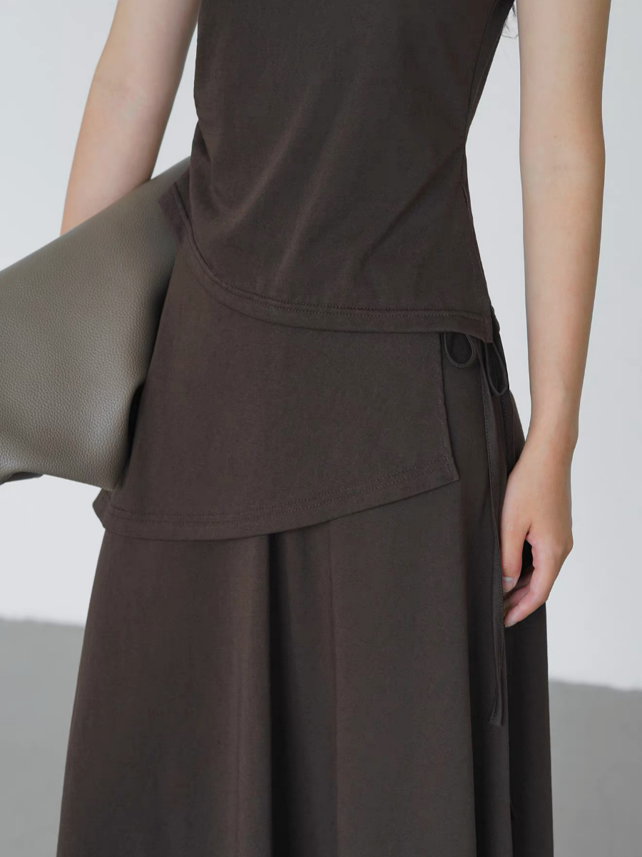 Khlo Round Neck Top & Skirt Set