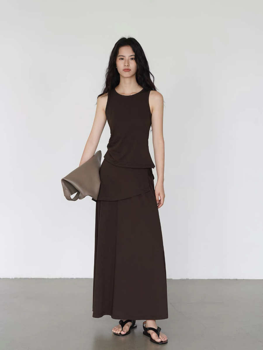 Khlo Round Neck Top & Skirt Set