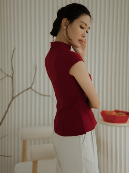 Zi Lan Oreintal Top-The Black Bow-