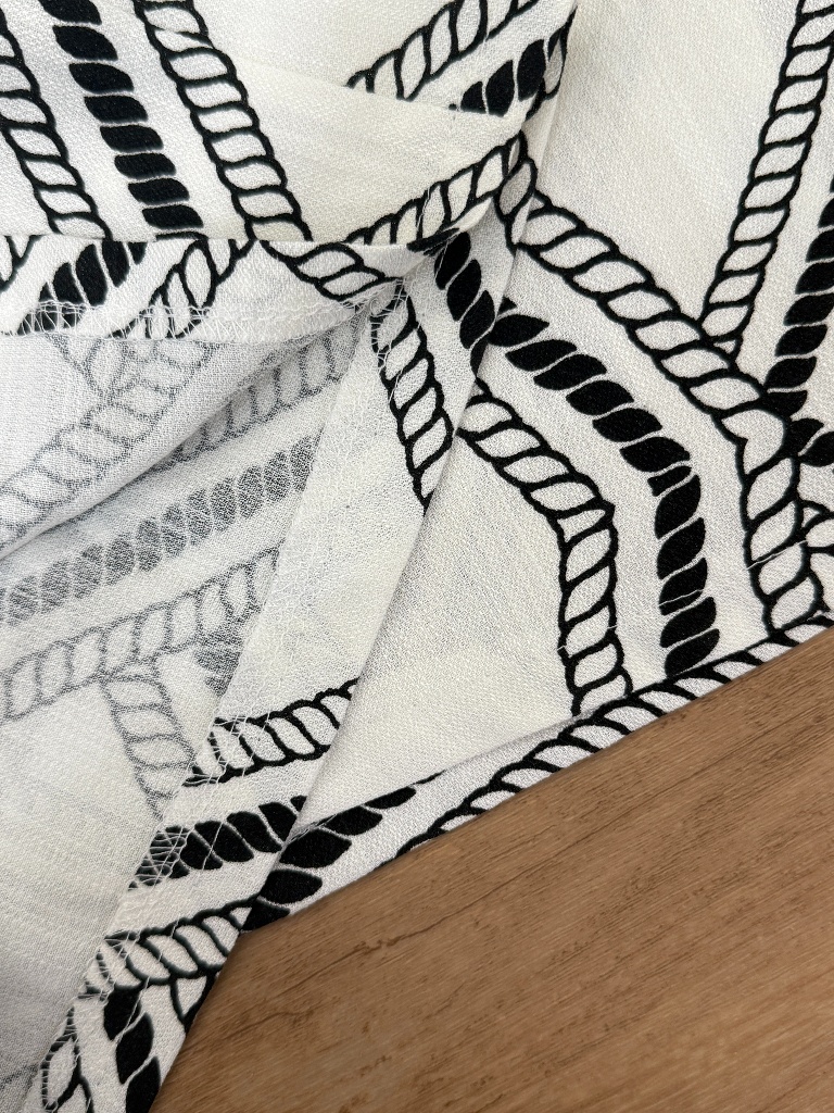 London Rope Print Linen Texture Palazzo Pants