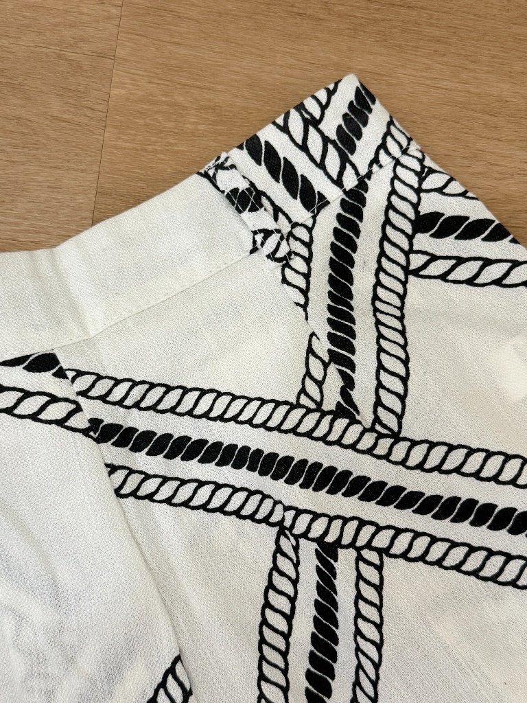 London Rope Print Linen Texture Palazzo Pants