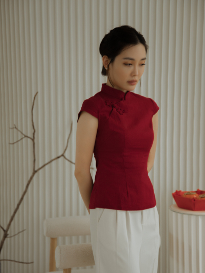 Zi Lan Oreintal Top-The Black Bow-