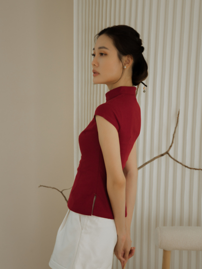 Zi Lan Oreintal Top-The Black Bow-