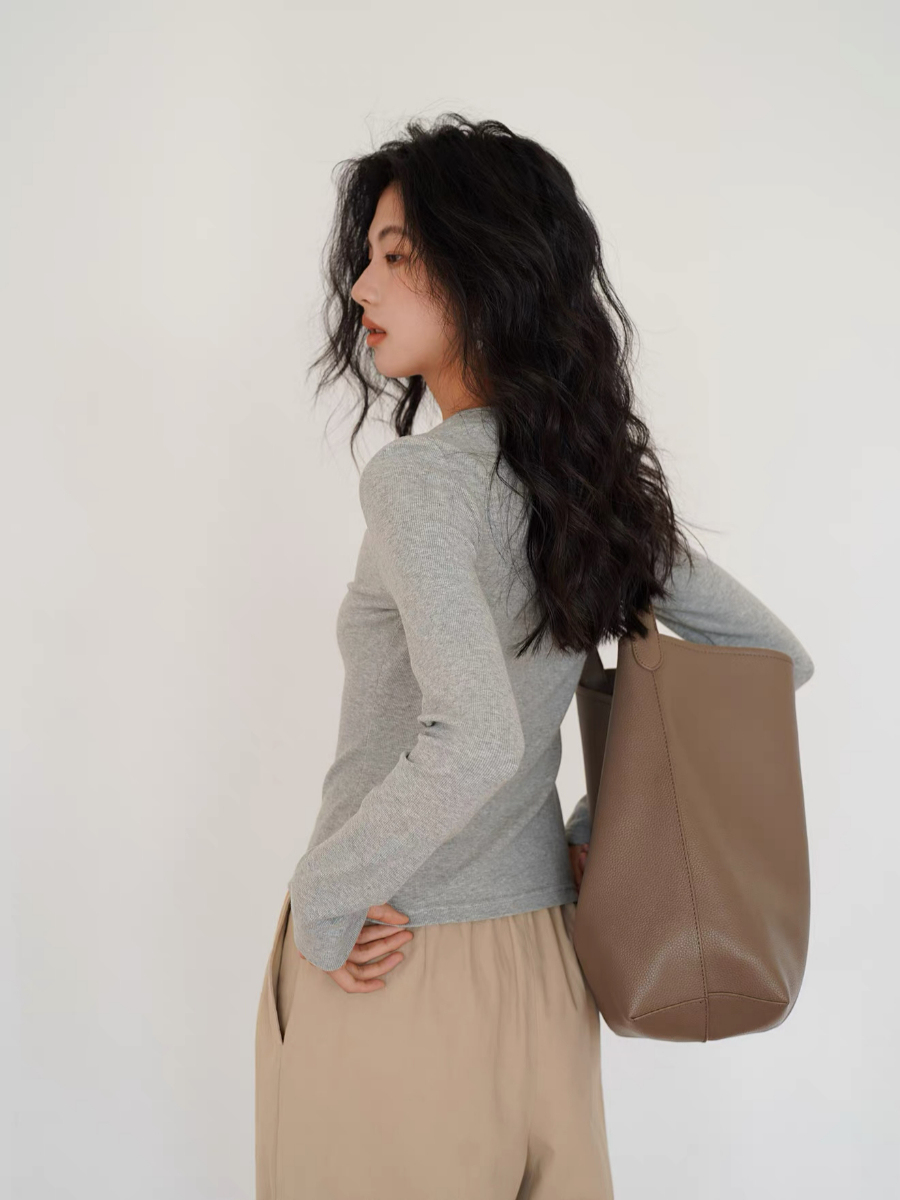 Ken Notch Neckline Long Sleeve Top