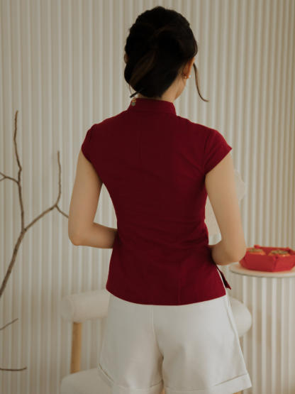 Zi Lan Oreintal Top-The Black Bow-