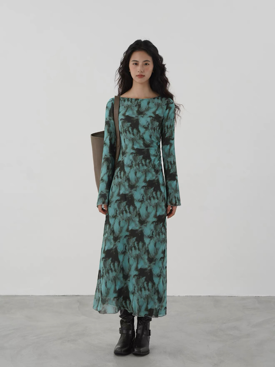 Kayce Water Dye Long Sleeve Dress