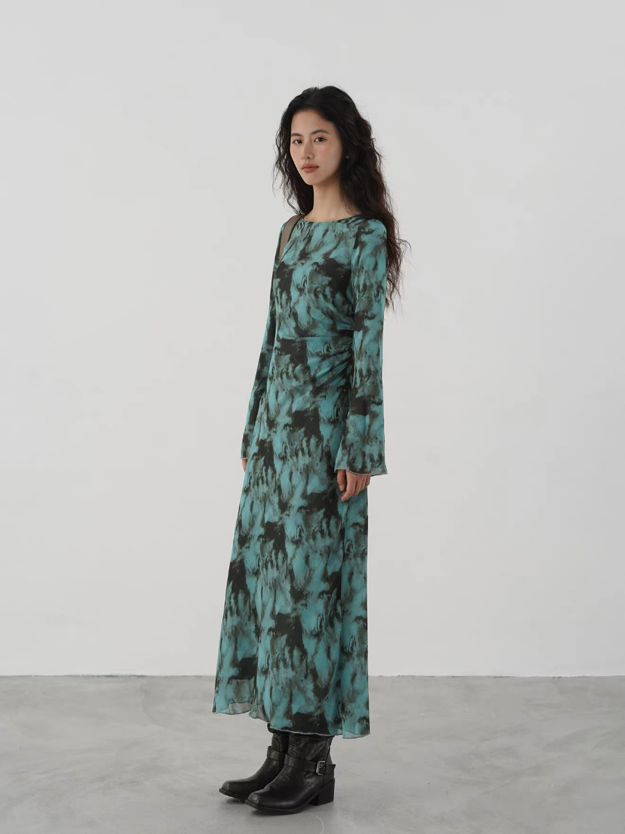 Kayce Water Dye Long Sleeve Dress