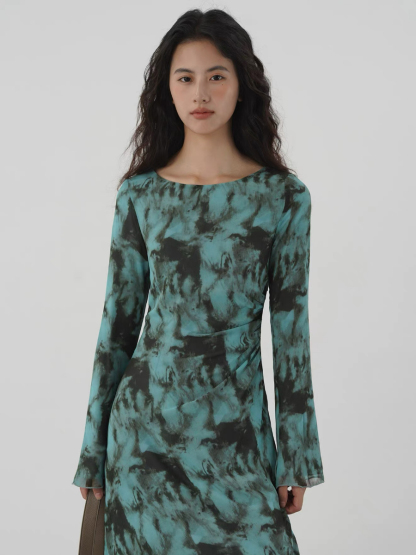 Kayce Water Dye Long Sleeve Dress