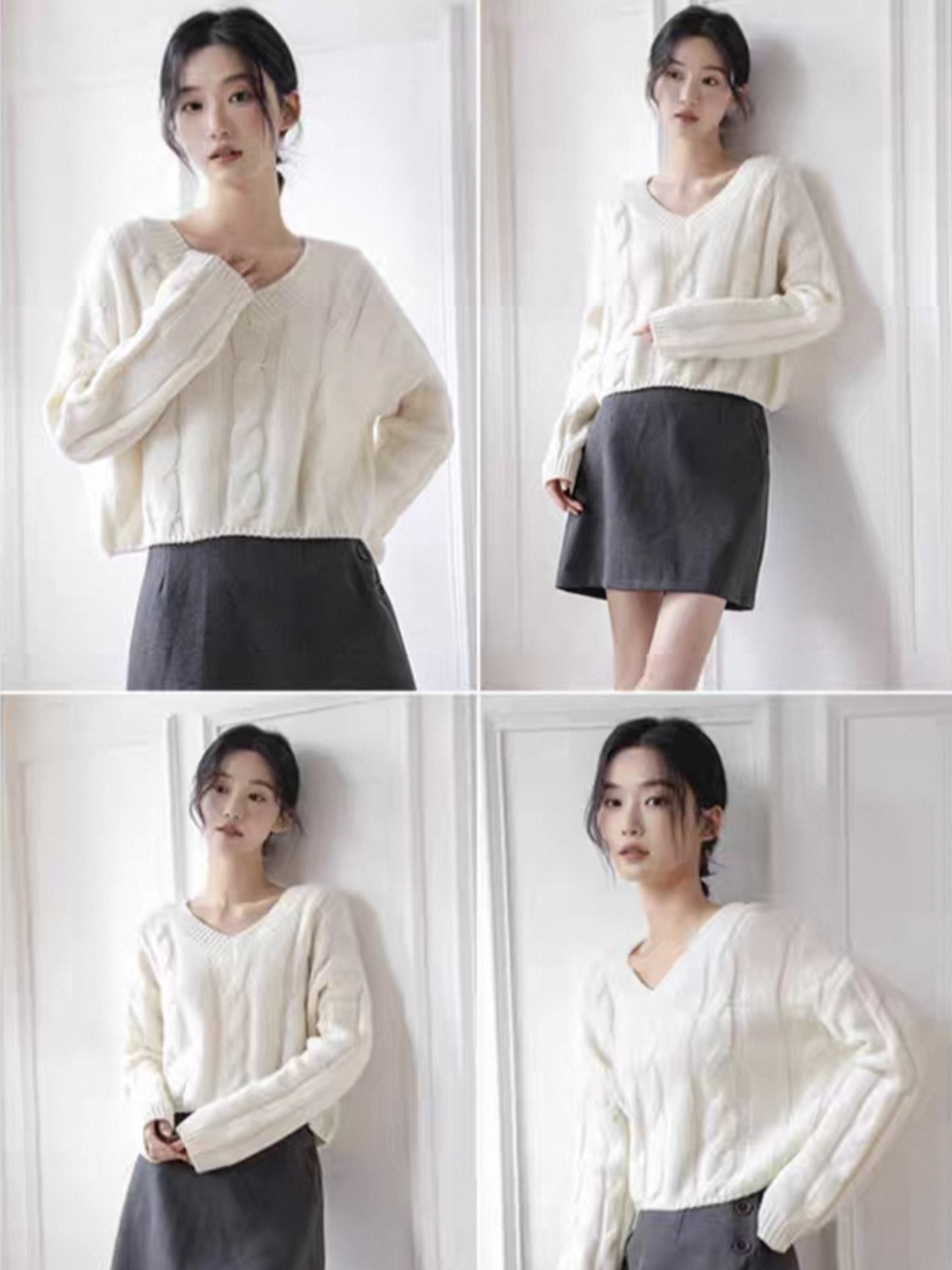 Lennon V-Neck Twisted Knit Sweater