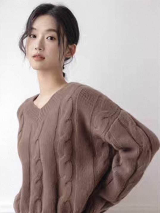 Lennon V-Neck Twisted Knit Sweater