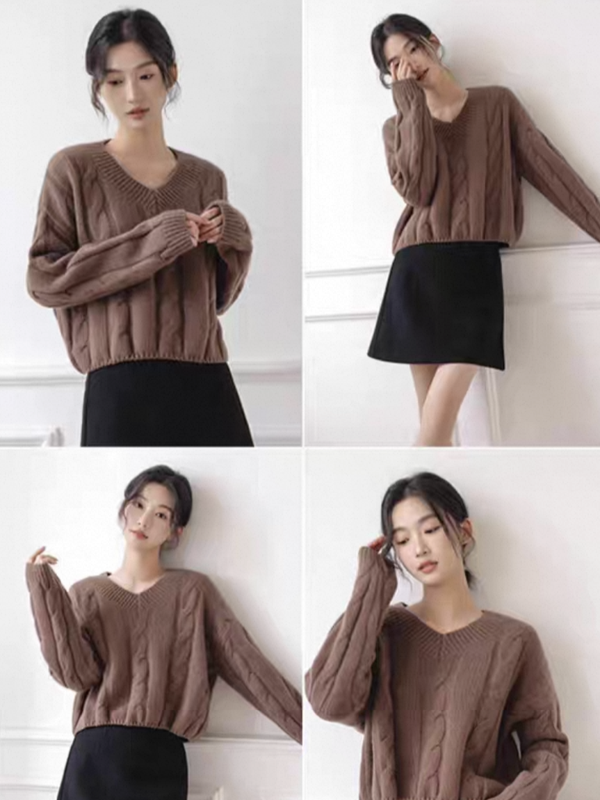 Lennon V-Neck Twisted Knit Sweater
