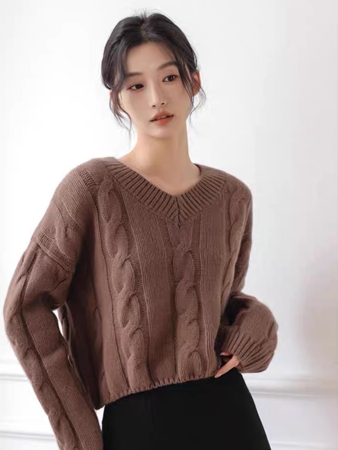 Lennon V-Neck Twisted Knit Sweater