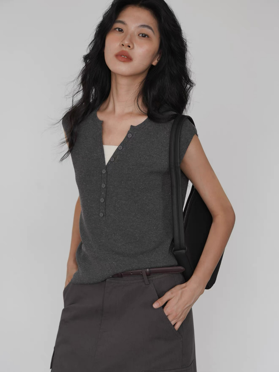 Kora Cleap Cap Sleeves Knit Top