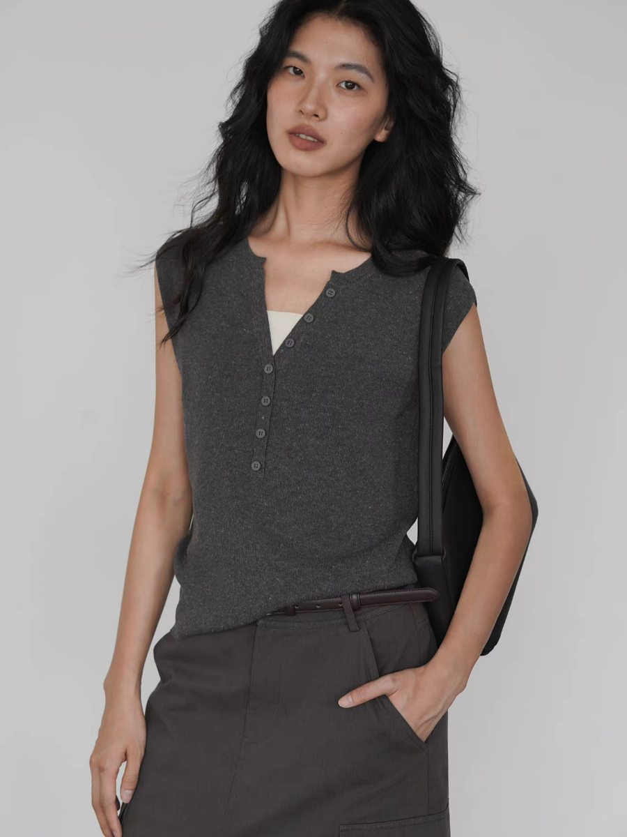 Kora Cleap Cap Sleeves Knit Top