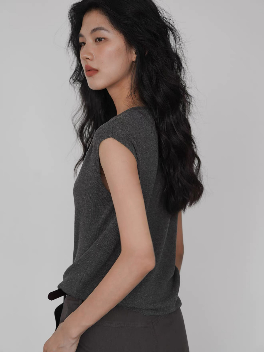 Kora Cleap Cap Sleeves Knit Top