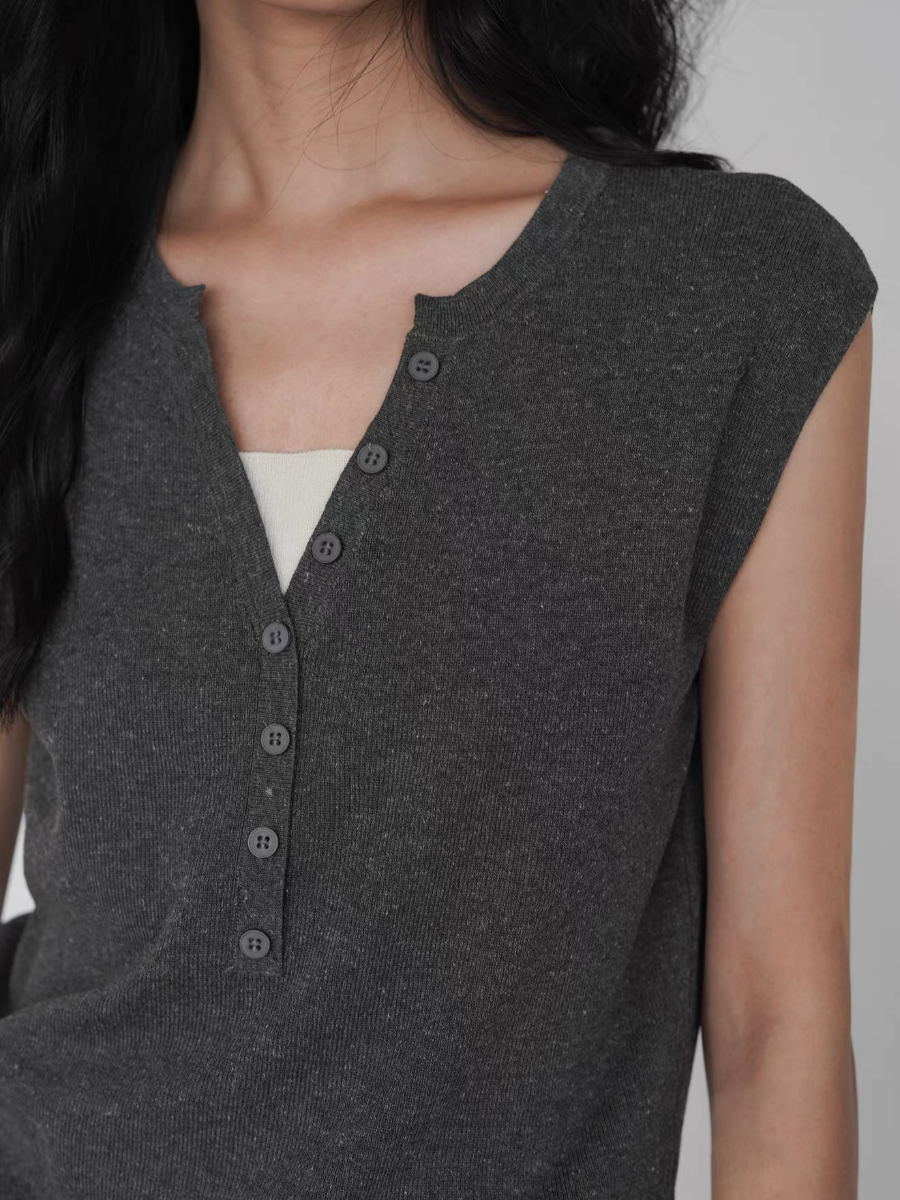 Kora Cleap Cap Sleeves Knit Top